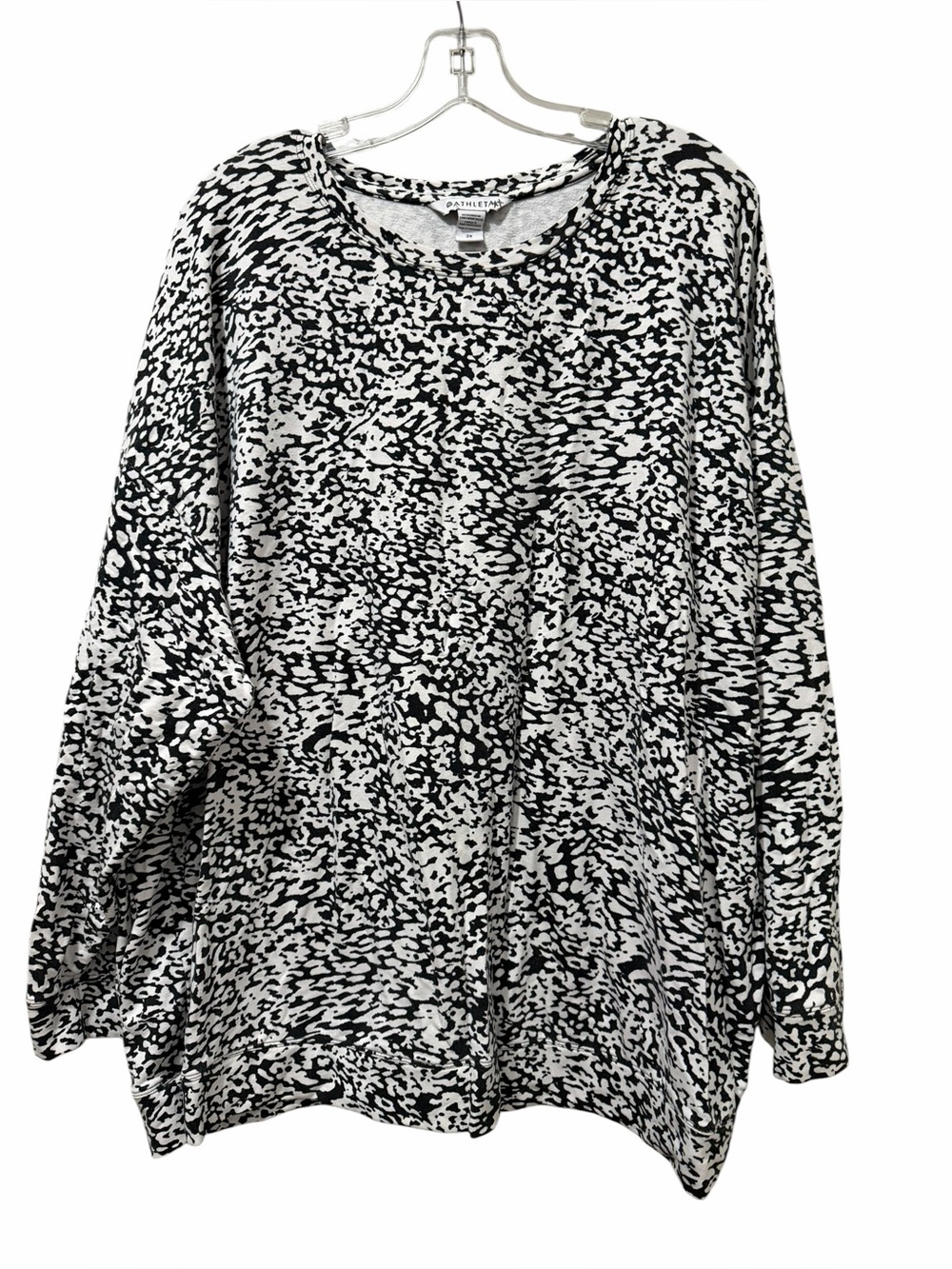 Athleta 2X Balance Pullover Black and White Speckled Crew Neck Sweatshirt B3